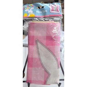 Easter bunny Pink & White Textured Pillowcase Square Cover Soft Comfortable
